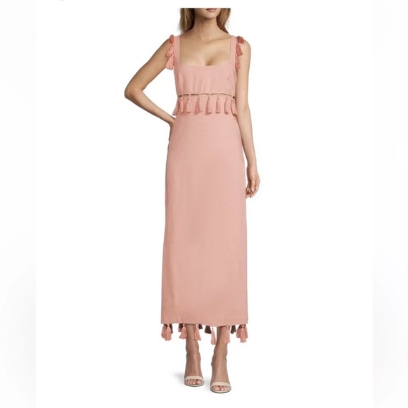 NWT Antonio Melani
x The Nat Note Cici Tassel Linen Fringe Blend Maxi Dress - Picture 3 of 6